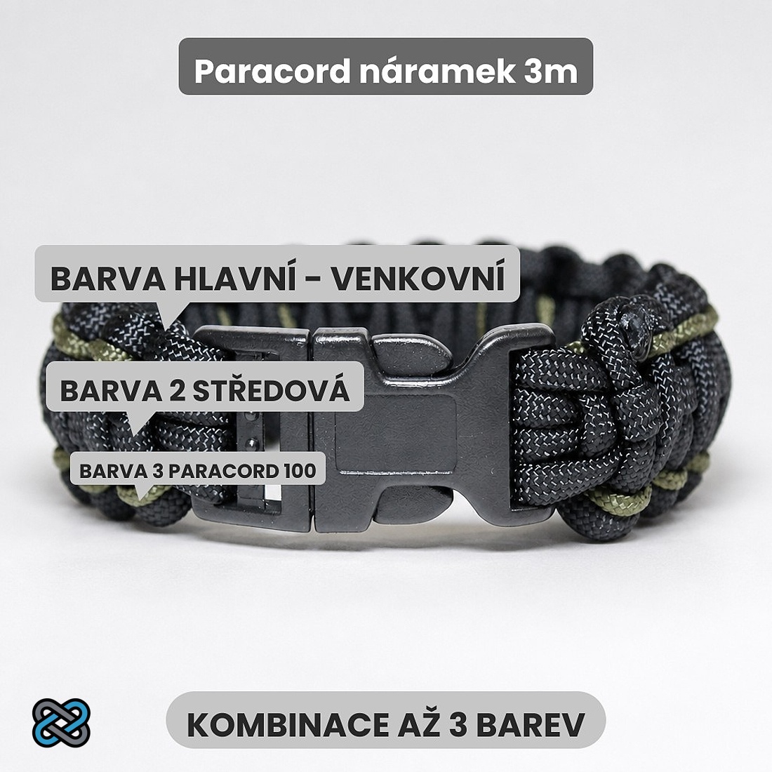 paracord náramek 3m popis barev 